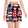 American Flag Jigsaw Puzzle Print Side Slit Mini Skirt