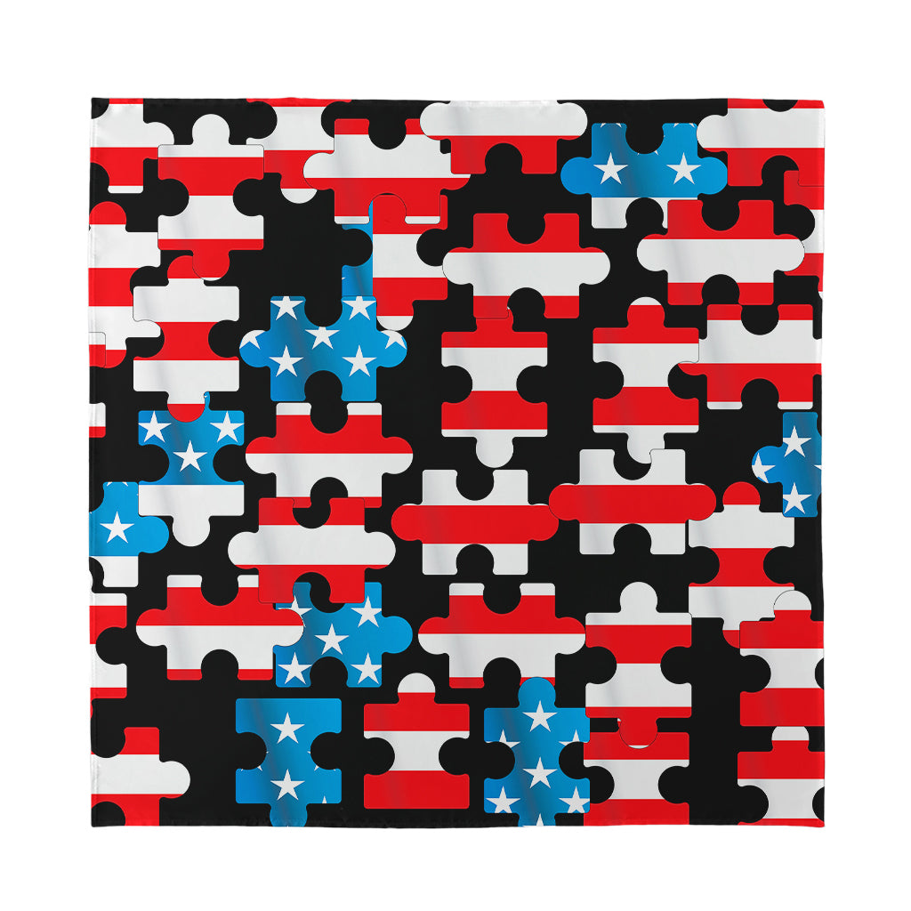 American Flag Jigsaw Puzzle Print Silk Bandana