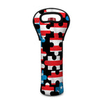 American Flag Jigsaw Puzzle Print Single Neoprene Wine Tote