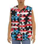 American Flag Jigsaw Puzzle Print Sleeveless Baseball Jersey