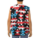 American Flag Jigsaw Puzzle Print Sleeveless Baseball Jersey