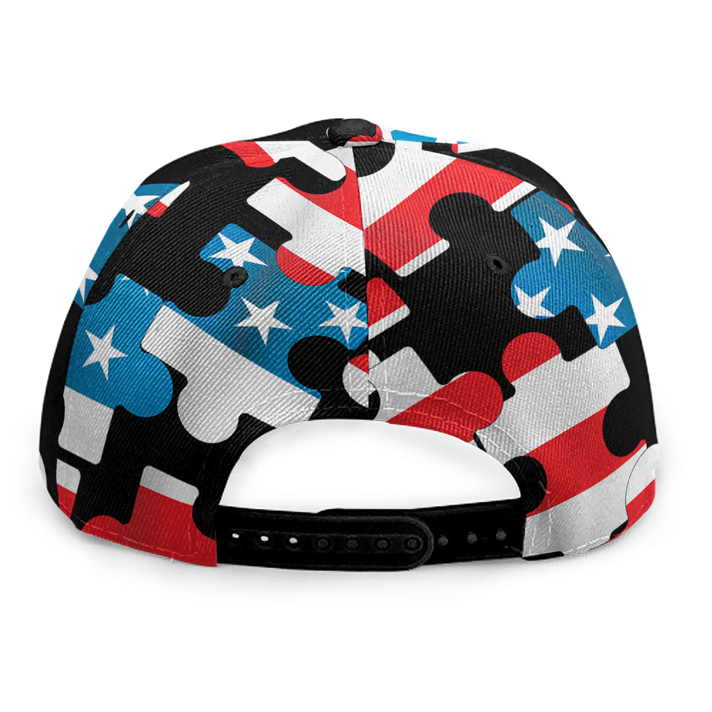 American Flag Jigsaw Puzzle Print Snapback Cap