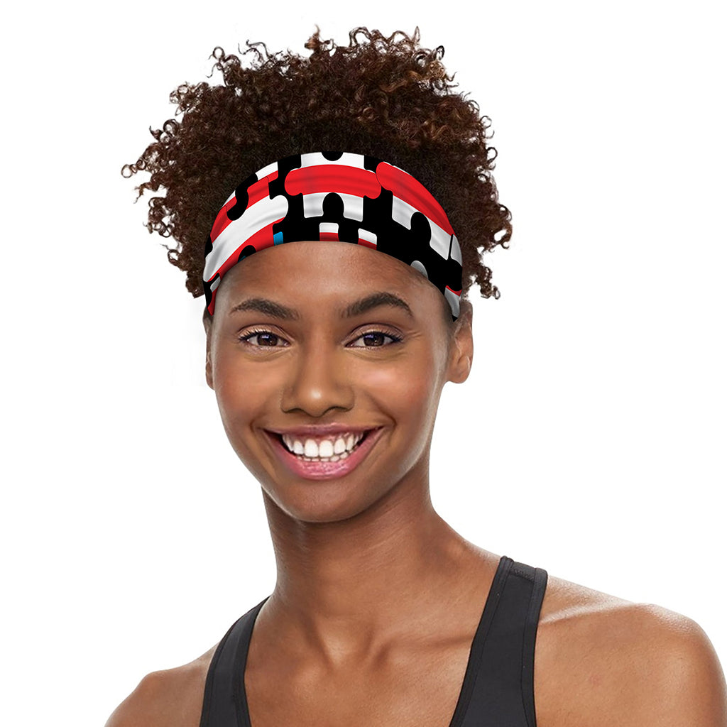 American Flag Jigsaw Puzzle Print Sports Headband