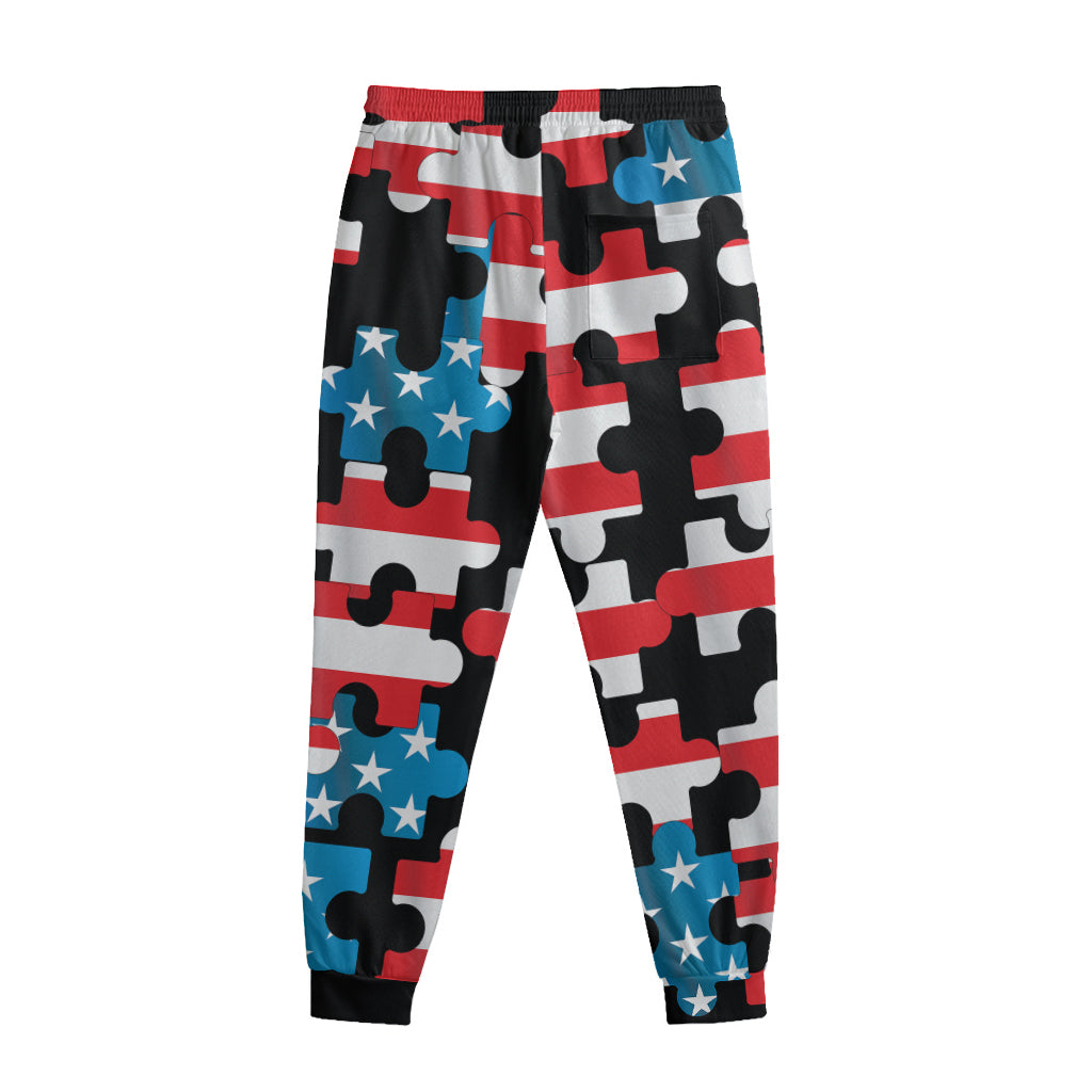 American Flag Jigsaw Puzzle Print Sweatpants