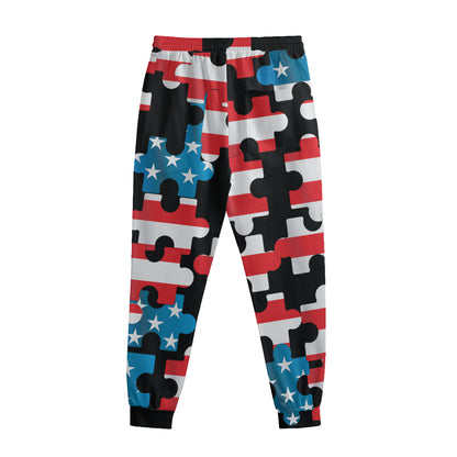 American Flag Jigsaw Puzzle Print Sweatpants