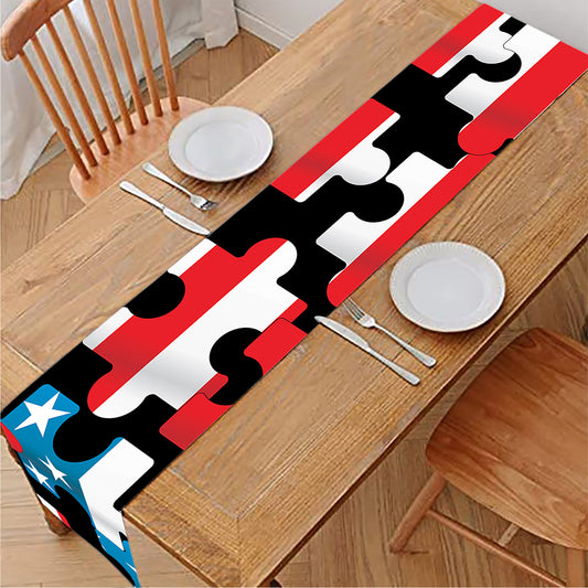 American Flag Jigsaw Puzzle Print Table Runner