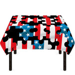 American Flag Jigsaw Puzzle Print Tablecloth