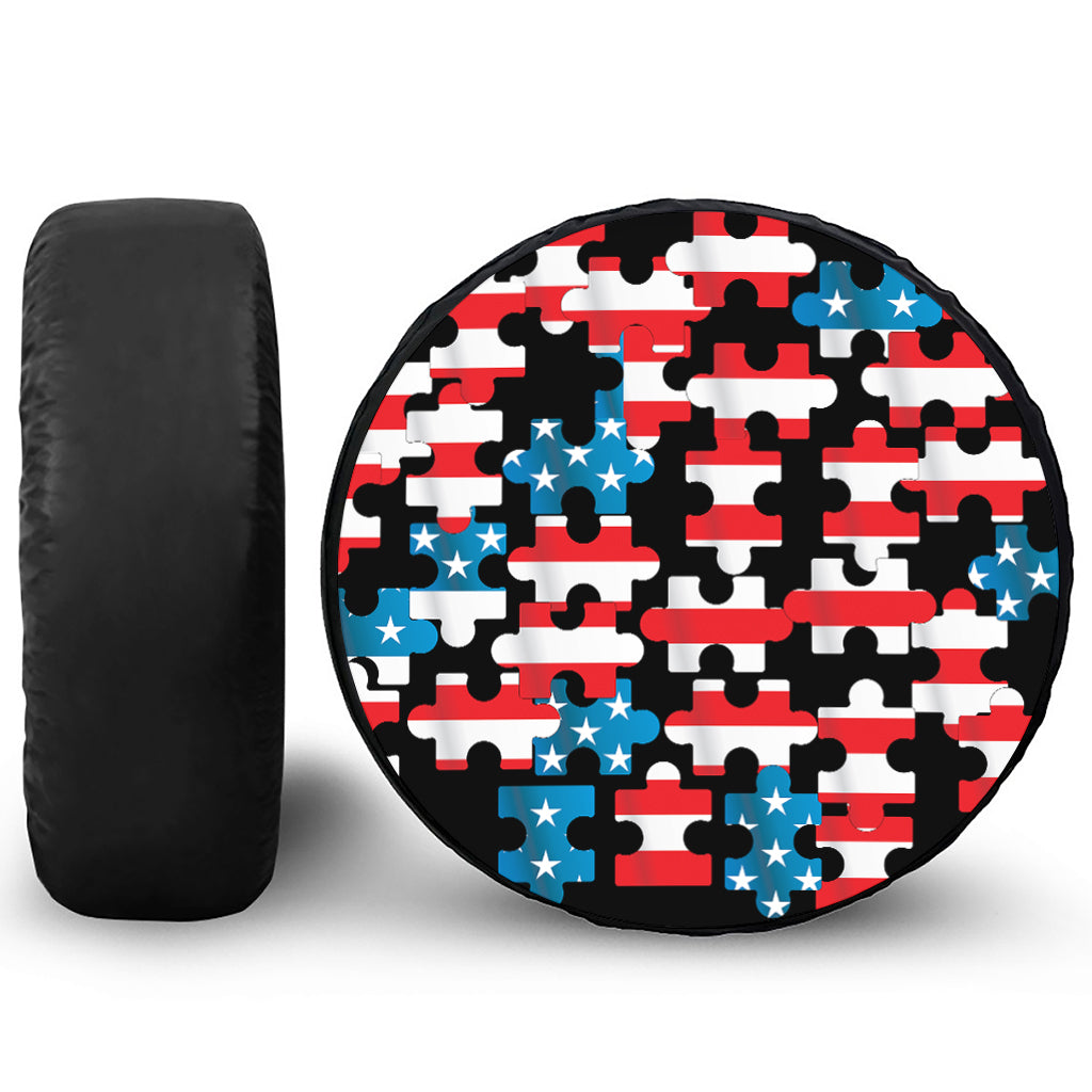American Flag Jigsaw Puzzle Print Tire Cover
