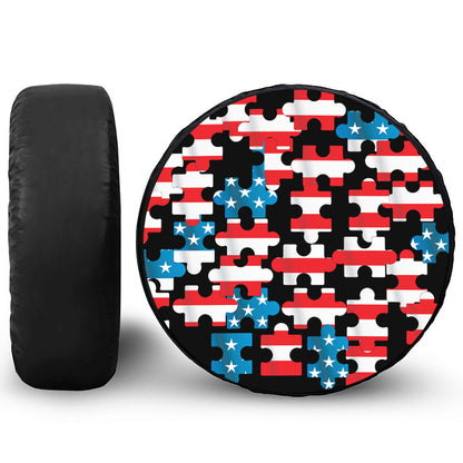 American Flag Jigsaw Puzzle Print Tire Cover