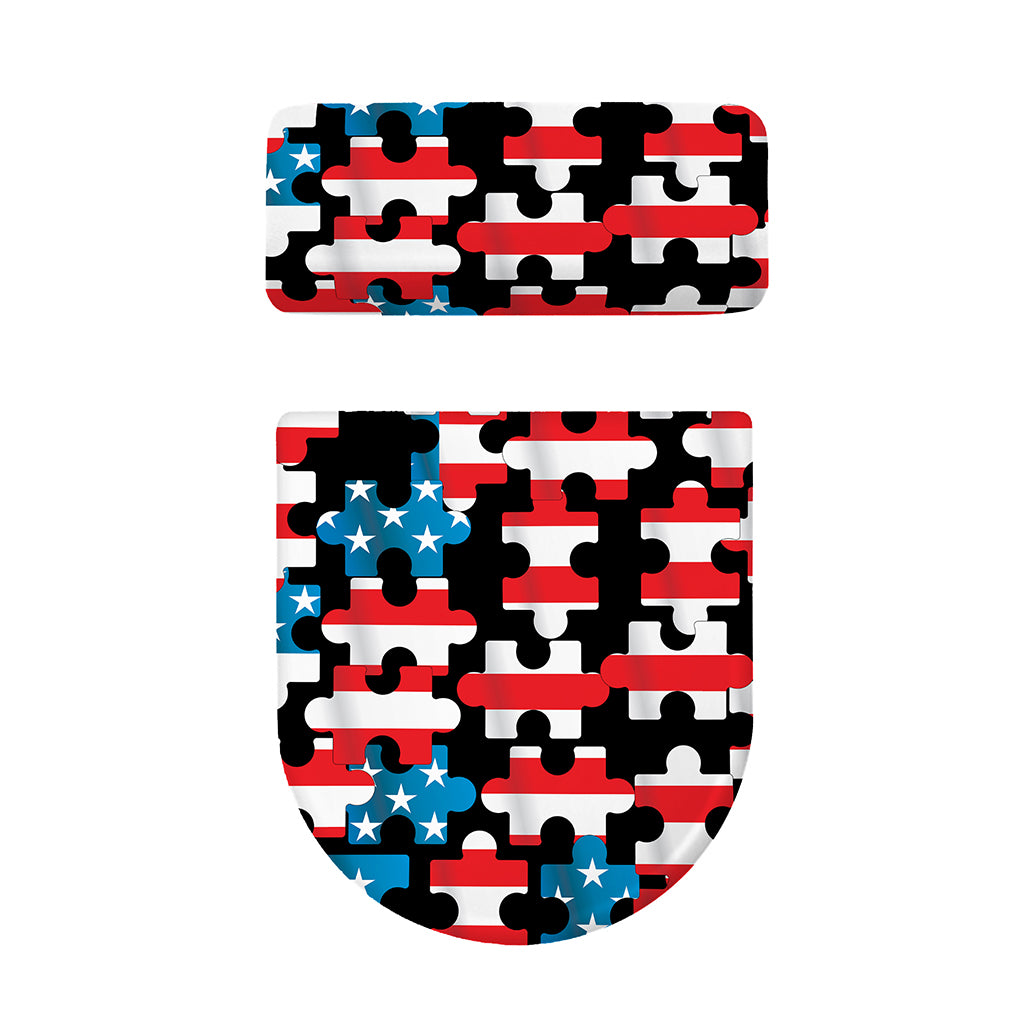 American Flag Jigsaw Puzzle Print Toilet Lid And Tank Cover Set