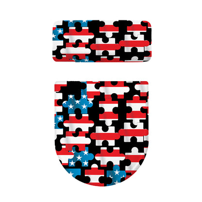 American Flag Jigsaw Puzzle Print Toilet Lid And Tank Cover Set