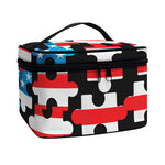 American Flag Jigsaw Puzzle Print Travel Makeup Bag