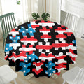American Flag Jigsaw Puzzle Print Waterproof Round Tablecloth