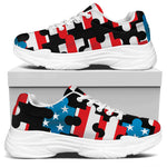 American Flag Jigsaw Puzzle Print White Chunky Shoes