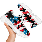 American Flag Jigsaw Puzzle Print White Chunky Shoes