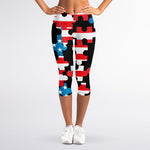 American Flag Jigsaw Puzzle Print Women's Capri Leggings