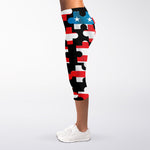American Flag Jigsaw Puzzle Print Women's Capri Leggings