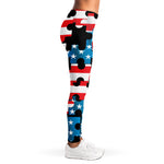 American Flag Jigsaw Puzzle Print Women's Leggings