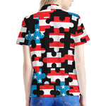 American Flag Jigsaw Puzzle Print Women's Polo Shirt