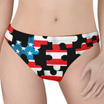 American Flag Jigsaw Puzzle Print Women's Thong