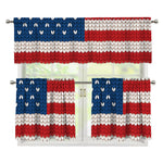 American Flag Knitted Print 3 Piece Kitchen Curtains