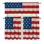 American Flag Knitted Print 3 Piece Kitchen Curtains