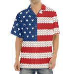 American Flag Knitted Print Aloha Shirt