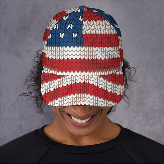 American Flag Knitted Print Baseball Cap