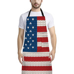 American Flag Knitted Print Bib Apron With Pocket