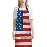 American Flag Knitted Print Bib Apron With Pocket