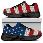 American Flag Knitted Print Black Chunky Shoes
