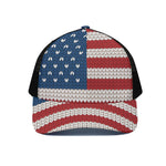 American Flag Knitted Print Black Mesh Trucker Cap