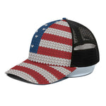 American Flag Knitted Print Black Mesh Trucker Cap