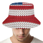 American Flag Knitted Print Bucket Hat