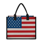 American Flag Knitted Print Canvas Tote Bag
