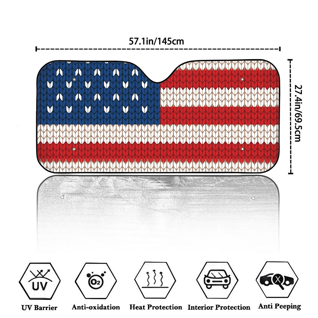 American Flag Knitted Print Car Windshield Sun Shade