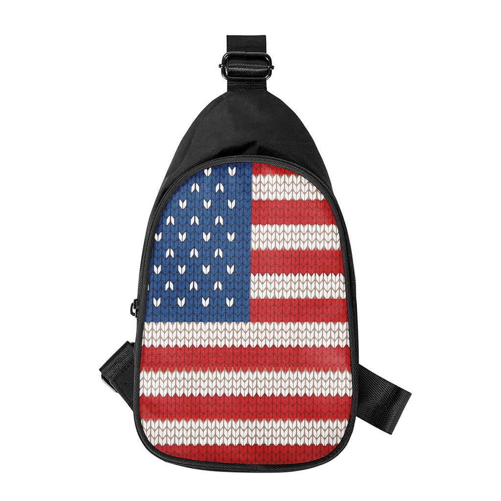 American Flag Knitted Print Chest Bag