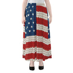 American Flag Knitted Print Chiffon Maxi Skirt
