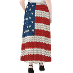 American Flag Knitted Print Chiffon Maxi Skirt