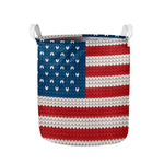 American Flag Knitted Print Collapsible Laundry Basket