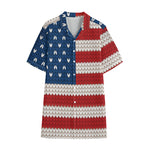 American Flag Knitted Print Cotton Hawaiian Shirt