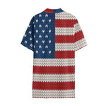 American Flag Knitted Print Cotton Hawaiian Shirt