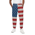 American Flag Knitted Print Cotton Pants
