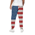 American Flag Knitted Print Cotton Pants