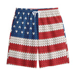 American Flag Knitted Print Cotton Shorts