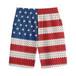 American Flag Knitted Print Cotton Shorts