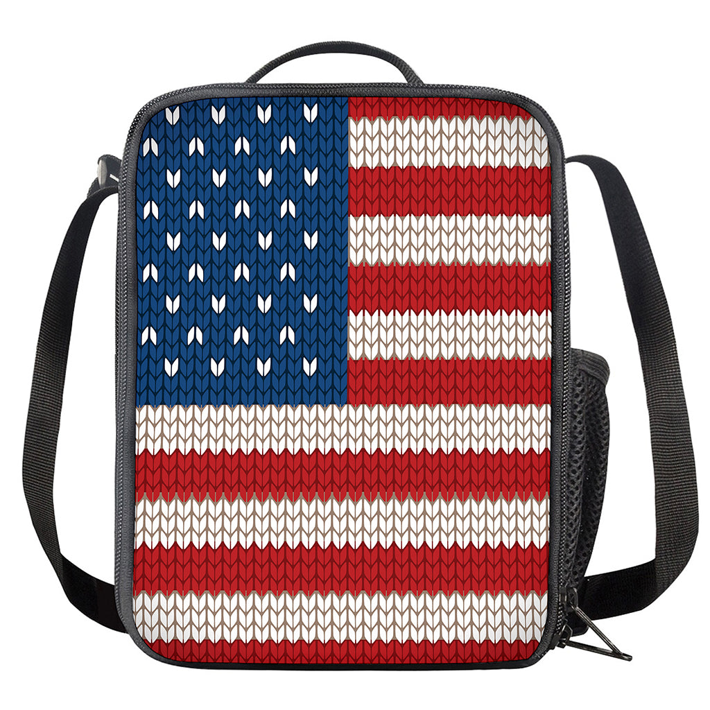 American Flag Knitted Print Crossbody Lunch Bag