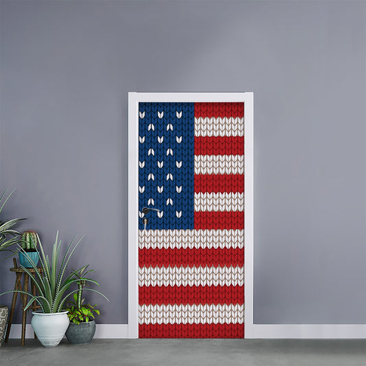 American Flag Knitted Print Door Sticker