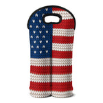American Flag Knitted Print Double Neoprene Wine Tote