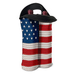 American Flag Knitted Print Double Neoprene Wine Tote